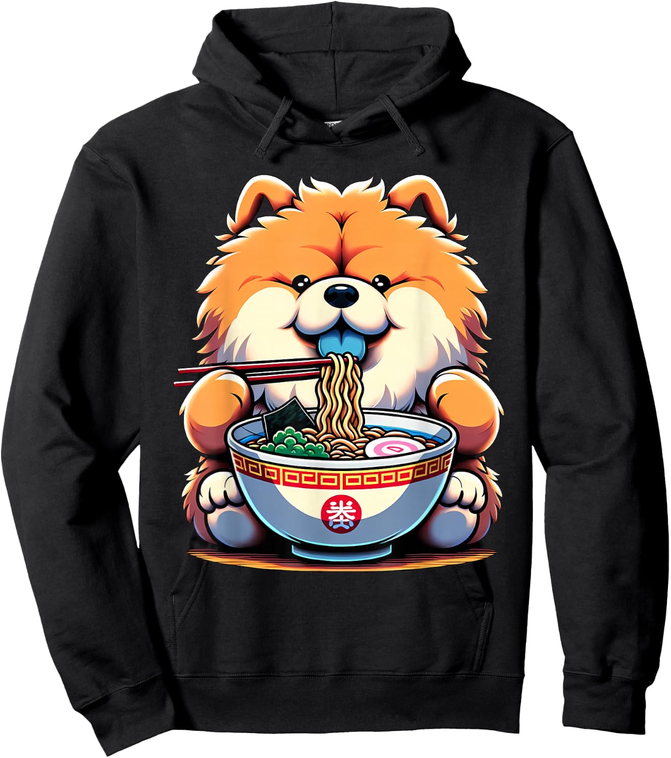 Kawaii Anime Chow Chow Dog Ramen Hoodie - Hoodie | Black