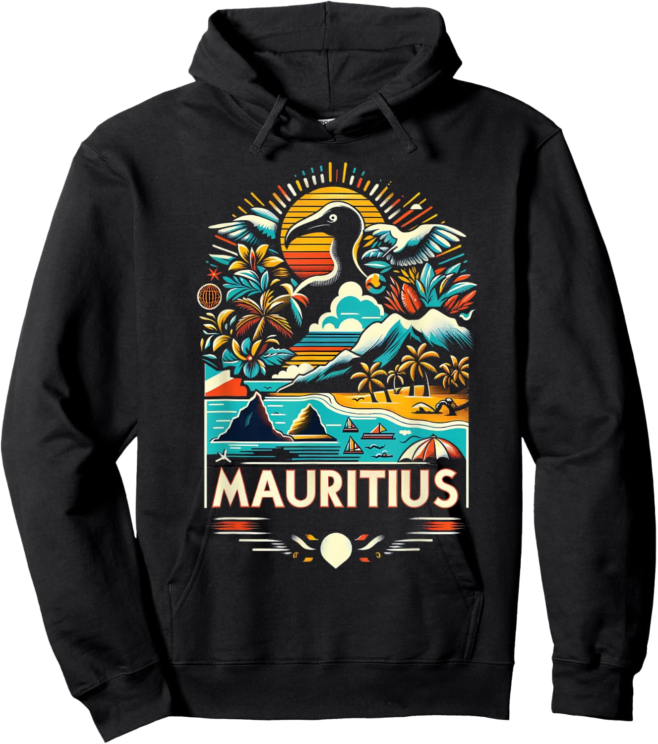 Mauritius Africa Vintage Art Hoodie - Hoodie | Black