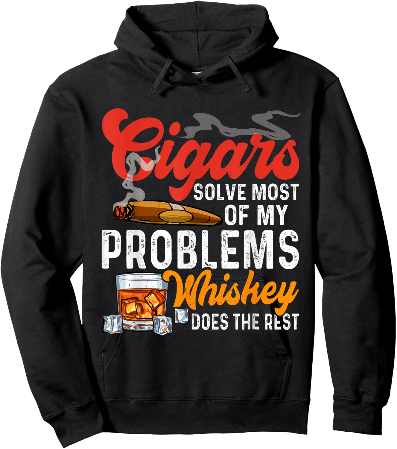 Cigars and Whiskey Funny Sayings Cigar Smoking Lover Hoodie - Hoodie | Black