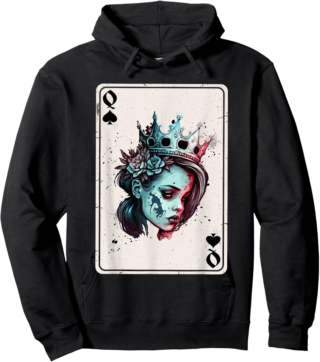 Queen of Spades Horror Card Game Creepy Queen of Spades Hoodie - Hoodie | Black