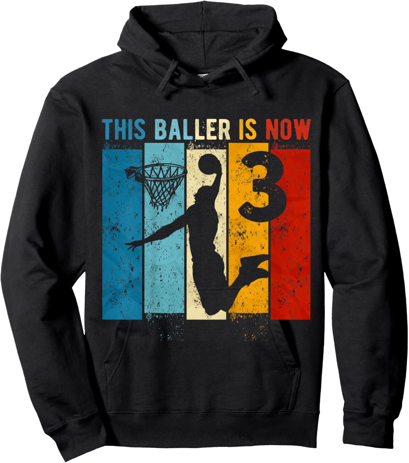 Kids 3 Year Old Basketball 3rd Birthday Boy Hoodie - Hoodie | Black