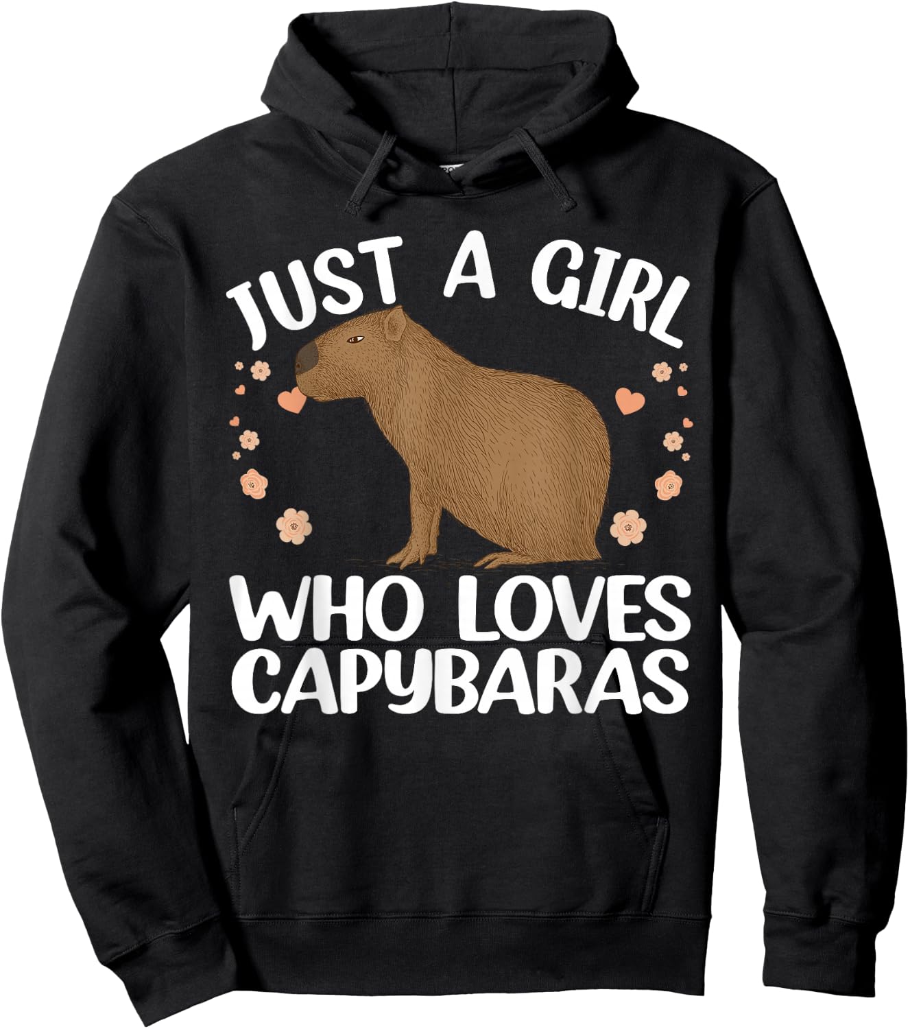 Cool Capybara Design Girls Rodent Animal Capybara Small Hoodie - Hoodie | Black