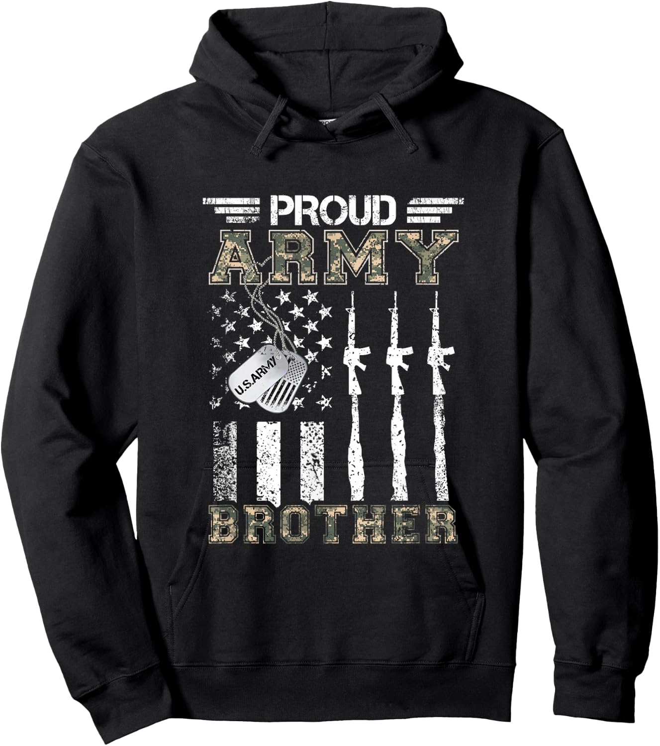 Proud Army Brother US Army Brother Gifts Army Graduation Hoodie - Hoodie | Black