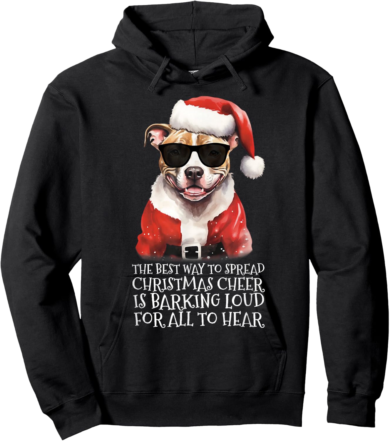 Christmas Pittie Pup Barking Pit Bull Dog Christmas Pitbull Hoodie - Hoodie | Black