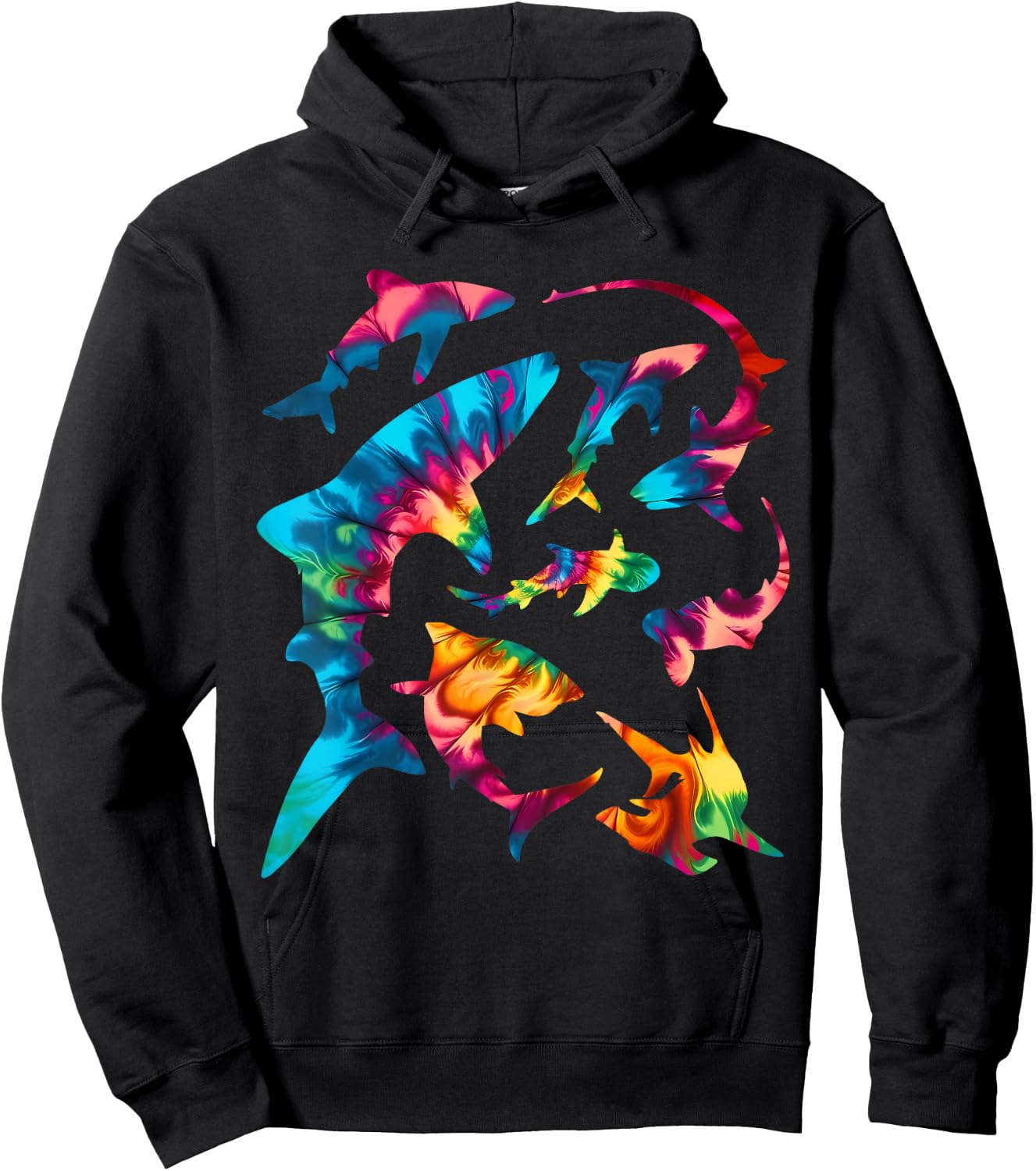 Whale Shark Hammerhead White Shark Types Tie Dye Sharks Hoodie - Hoodie | Black
