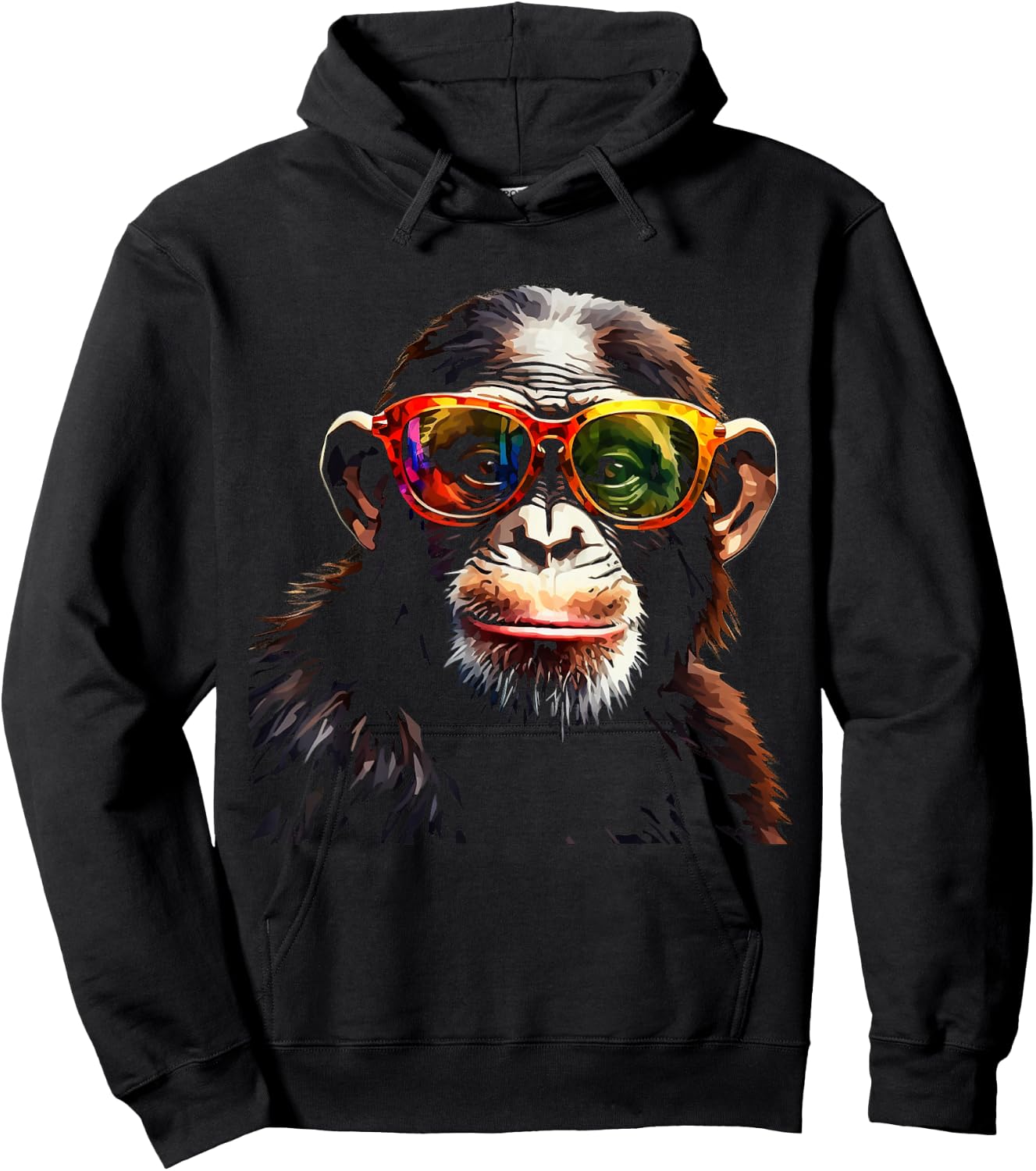 Monkey Sunglasses Animal Zoo Colourful Art Monkey Hoodie - Hoodie | Black