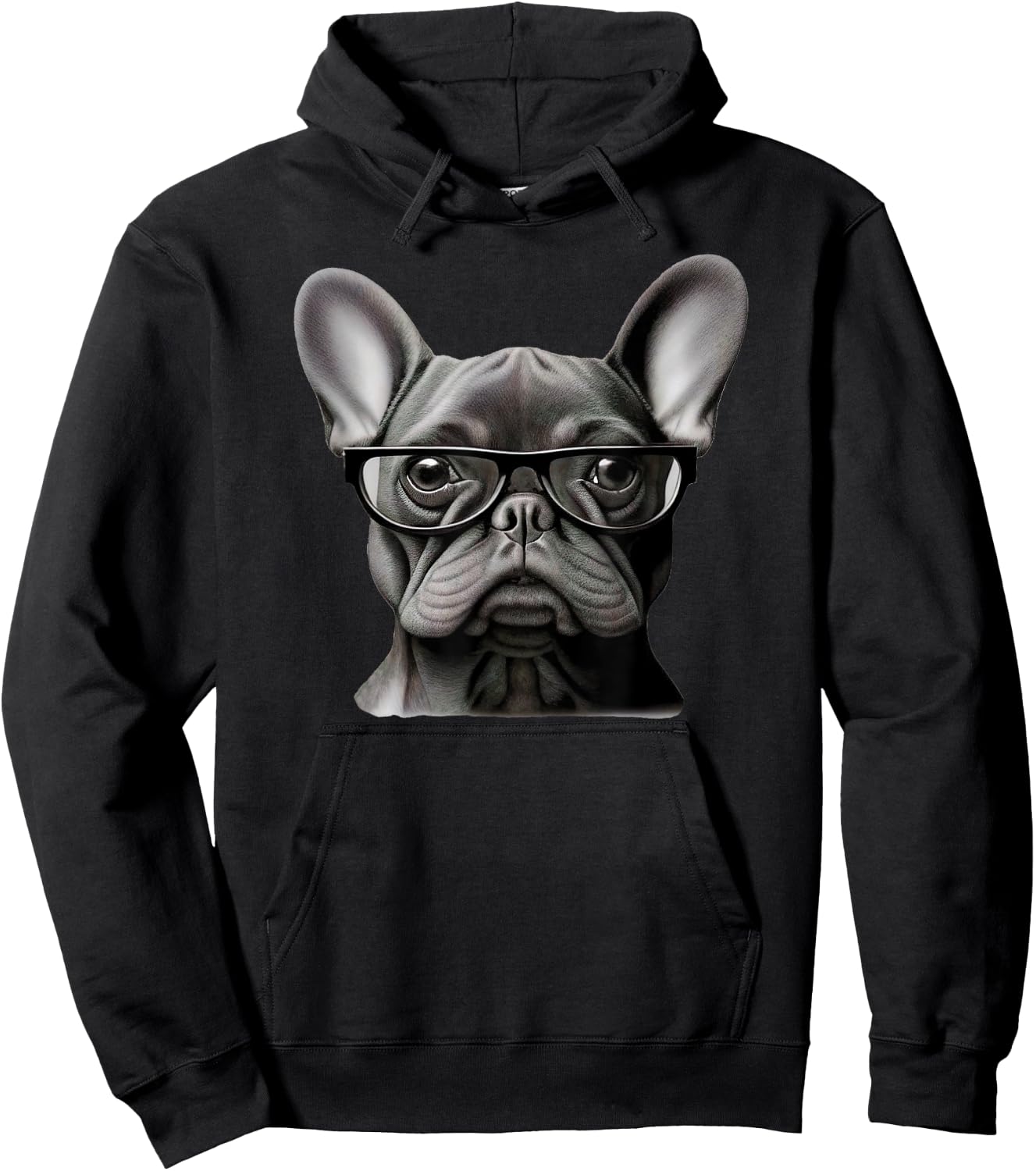 Funny French Bulldog Face Cute Frenchie Mama With Glasses Men Women Girls Kids Hoodie - Hoodie | Black