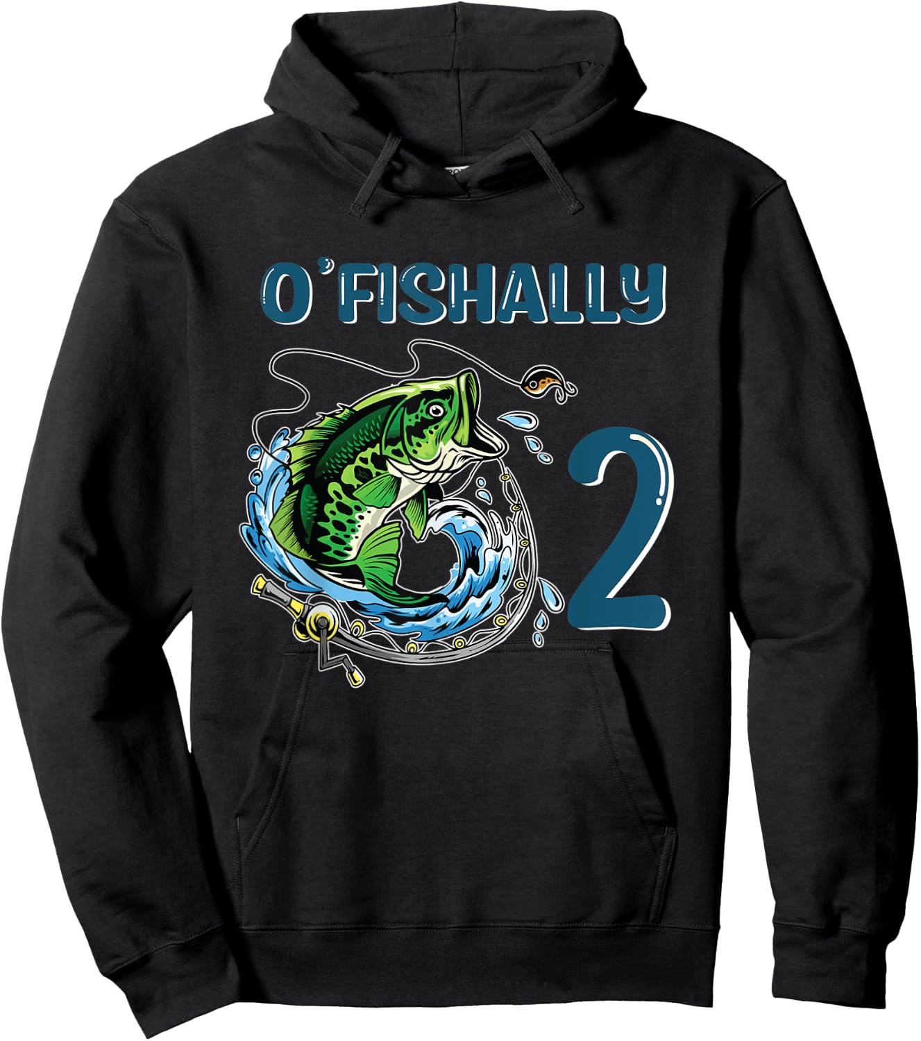 O-Fishally 2 Years Old Fisherman 2nd Birthday Fishing Hoodie - Hoodie | Black