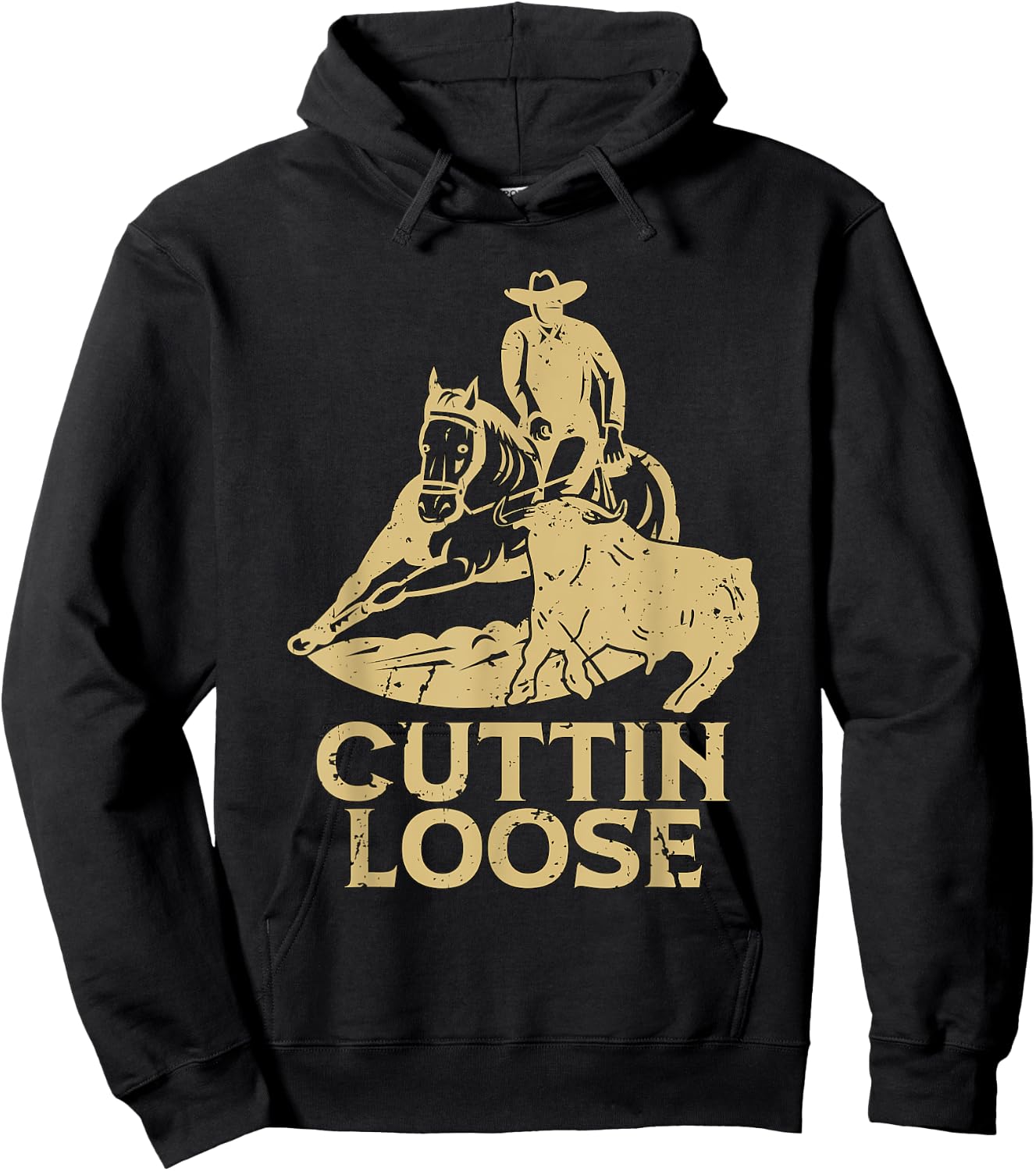 Cuttin Loose Loves Western Horse Riding Cowboy Cutting Horse Hoodie - Hoodie | Black