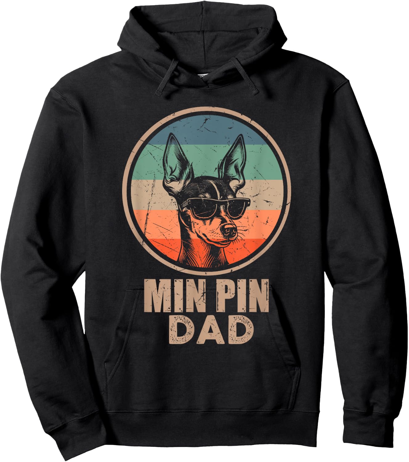 Vintage Min Pin Dog Dad Gifts Dad Dog Lover Xmas Hoodie - Hoodie | Black