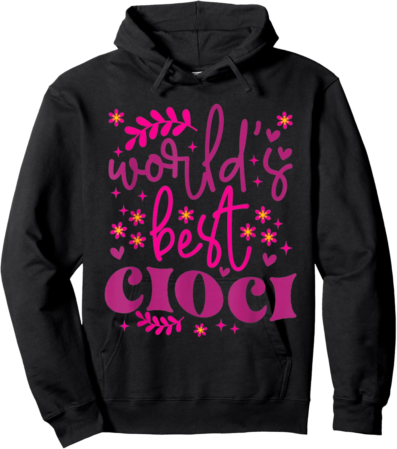 Ciocia Polish Aunt Funny Cute Great Aunt Pink Flowers Purple Hoodie - Hoodie | Black