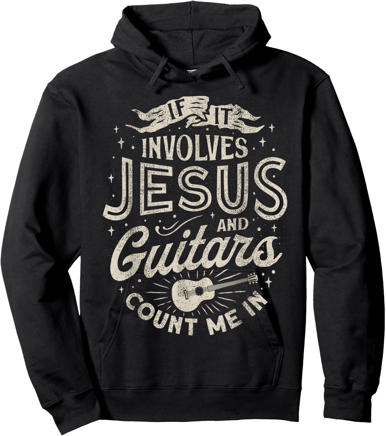 If It Involves Jesus and Guitars Guitarist Christian Music Hoodie - Hoodie | Black