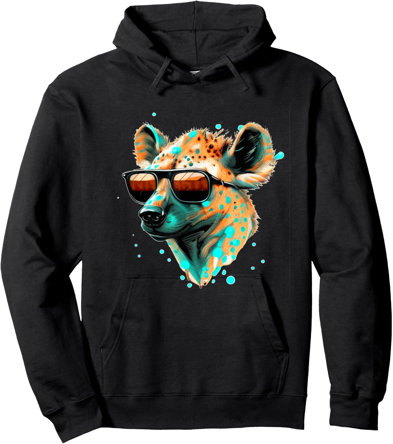 Funny looking Hyena Face with Sunglasses Hoodie - Hoodie | Black