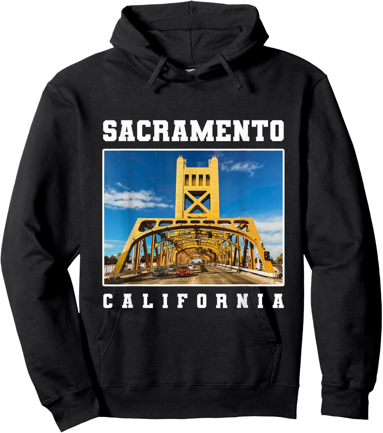 Tower Bridge Sacramento Skyline California Souvenir Hoodie - Hoodie | Black