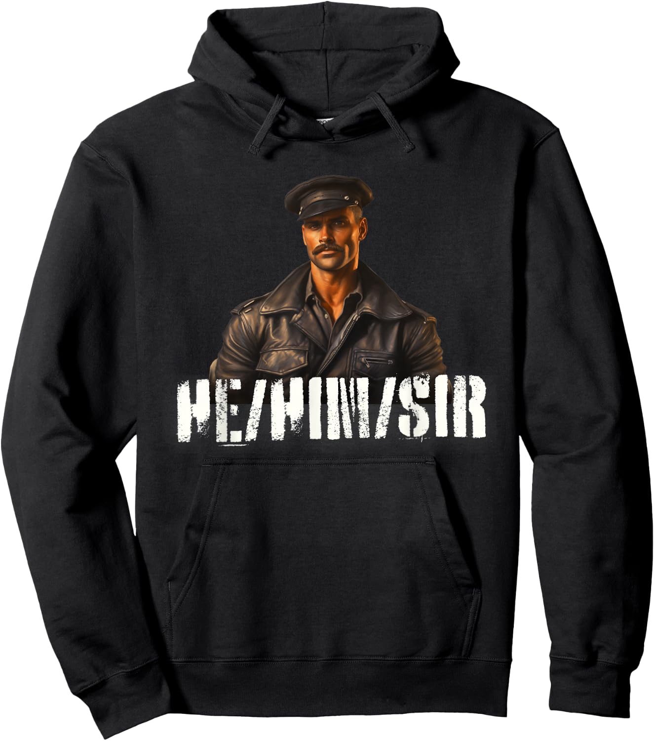 He Him Sir Gay Pride - Leather Gay Daddy Bear Kink Gay Biker Hoodie - Hoodie | Black