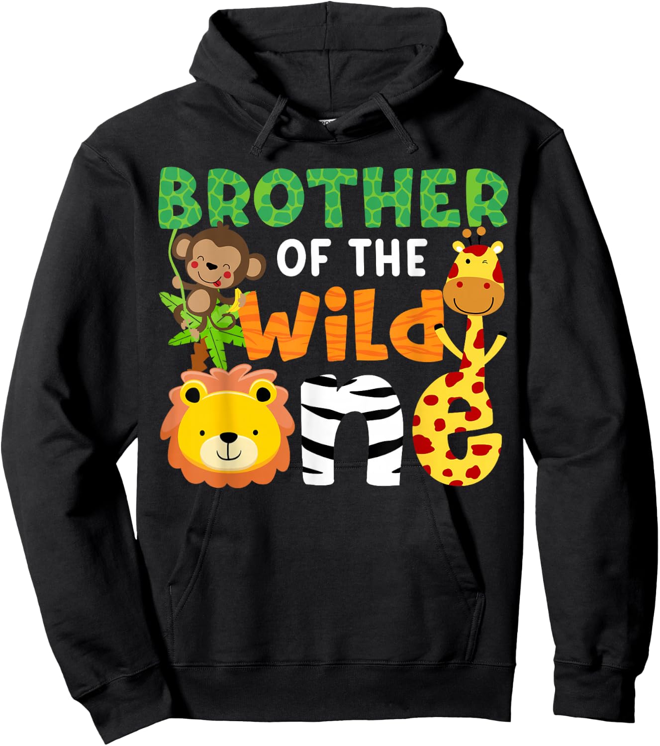 Brother of the Wild One Zoo Theme Bday Safari Jungle Animals Hoodie - Hoodie | Black