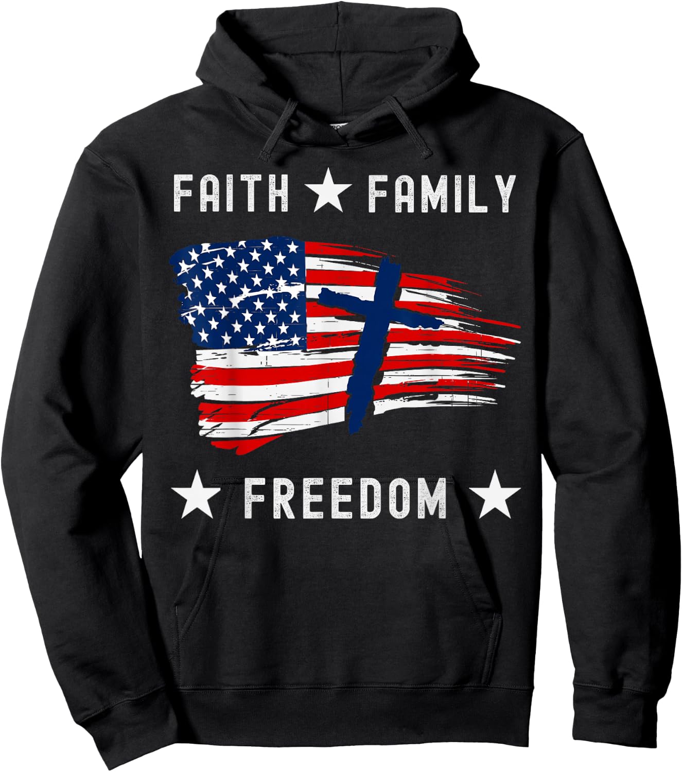 Faith Family Freedom America Patriotic Christian Hoodie - Hoodie | Black