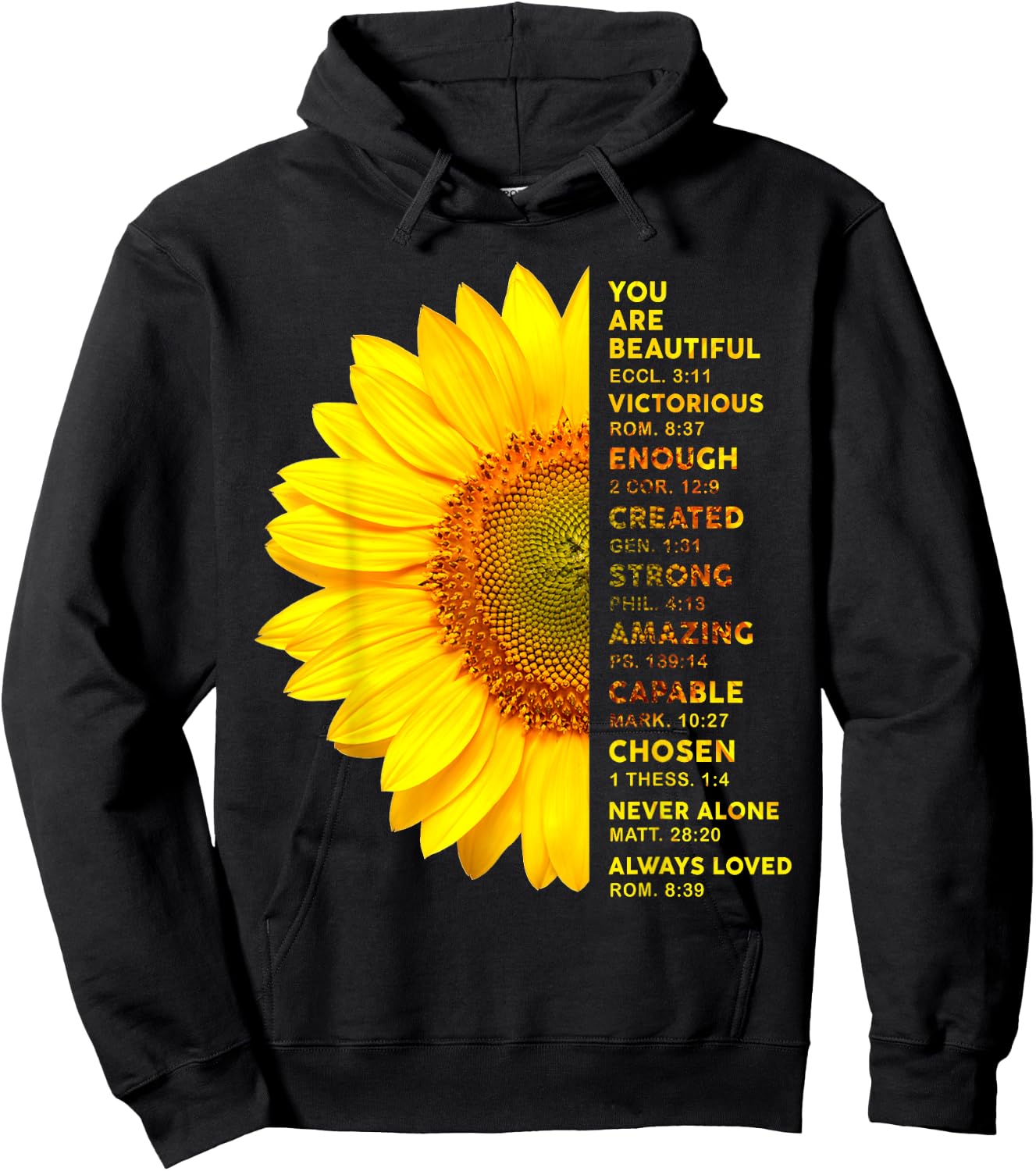 Christian Sunflower You Are A Beautiful Victorious Enough Hoodie - Hoodie | Black
