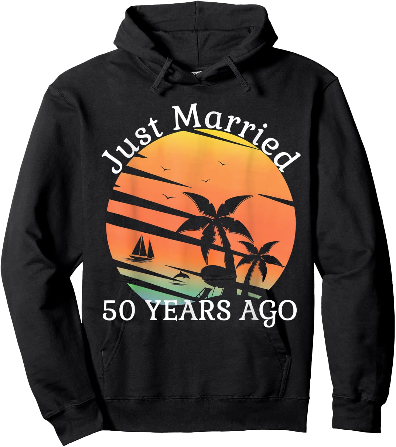Just Married 50 Years Old 50th Wedding Anniversary Cruise Hoodie - Hoodie | Black