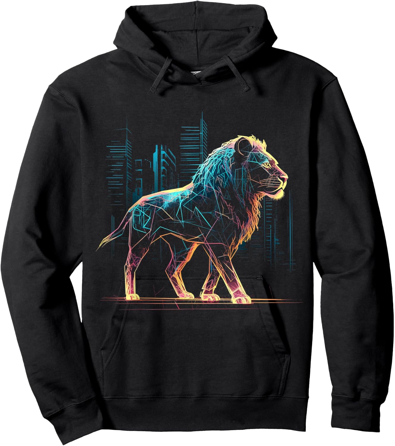 Lion Fantasy Art - Animal Architecture Motif Zoo Lion Hoodie - Hoodie | Black