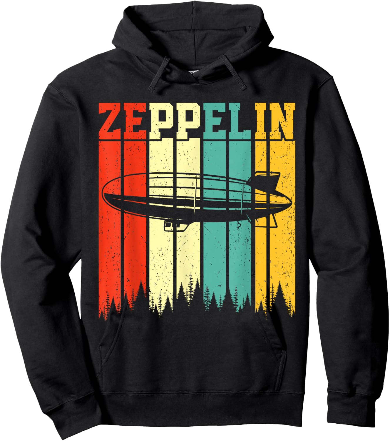 Retro Zeppelin 70s 80s Dirigible Airship Zepelin Zepplin Hoodie - Hoodie | Black