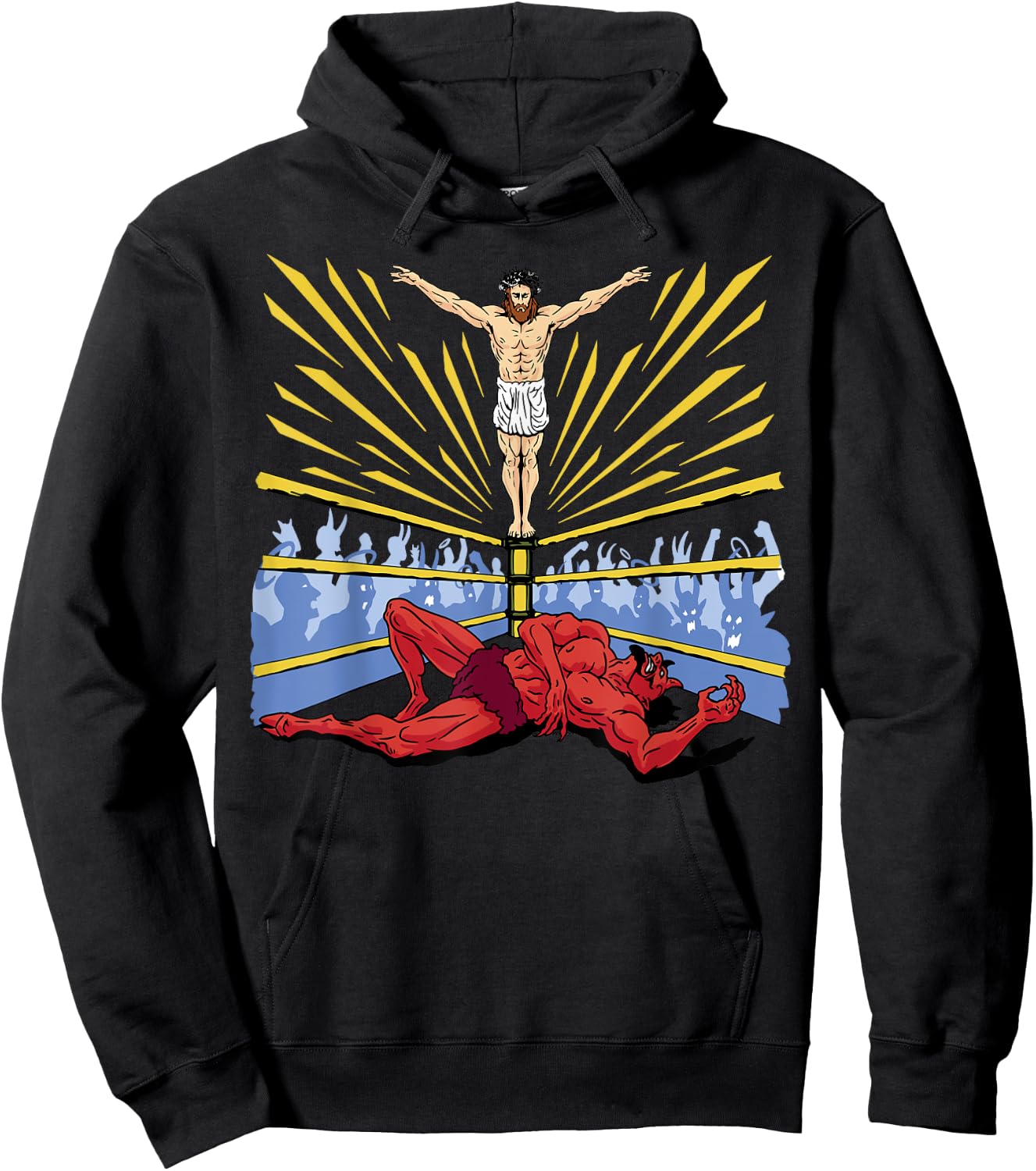 Jesus Wrestling Satan Religious Christian Funny Hoodie - Hoodie | Black