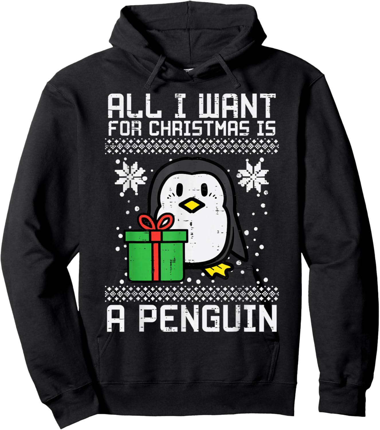 All I Want For Christmas Is Penguin Ugly Xmas Men Women Kids Hoodie - Hoodie | Black