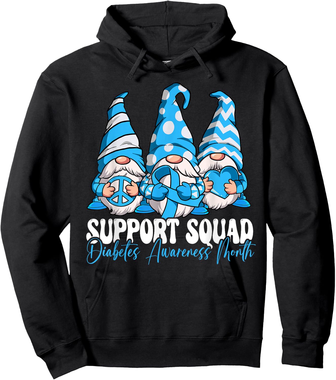 Support Squad Diabetes Awareness Month Hoodie - Hoodie | Black