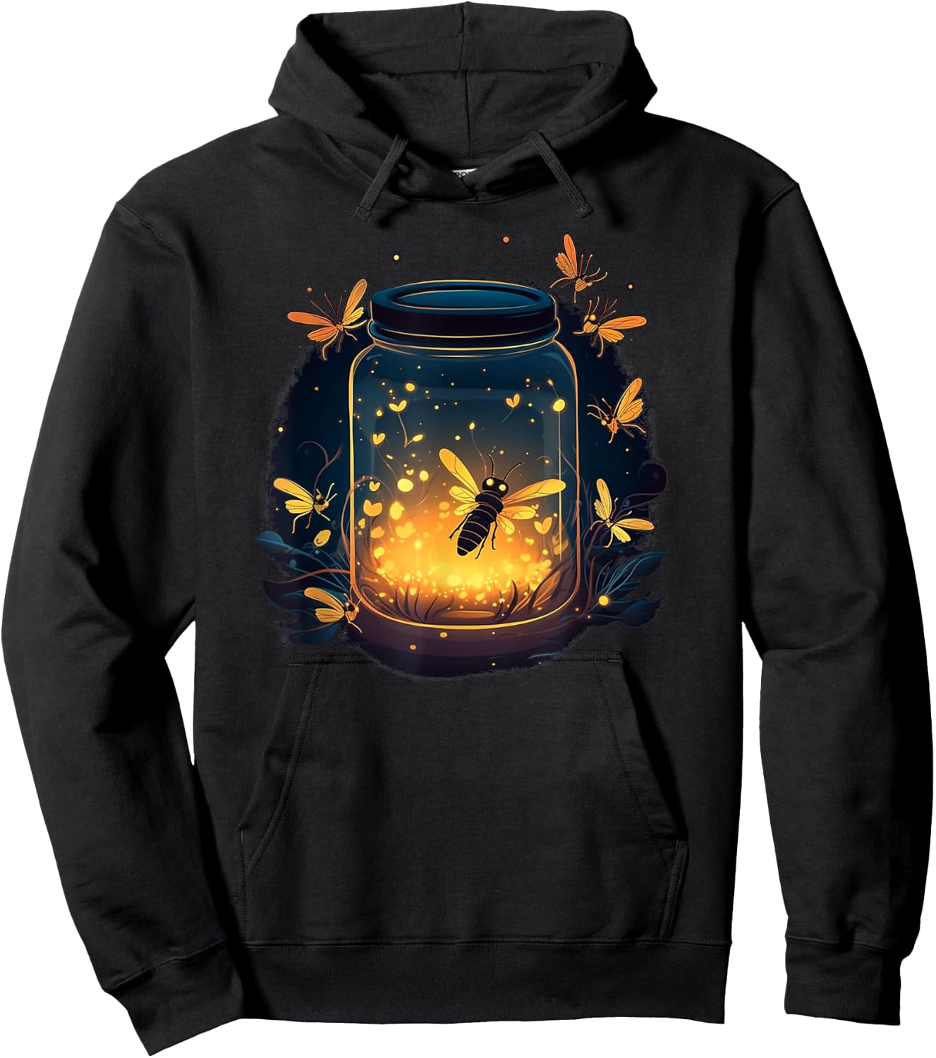 Glowing Fireflies in Jar Hoodie - Hoodie | Black
