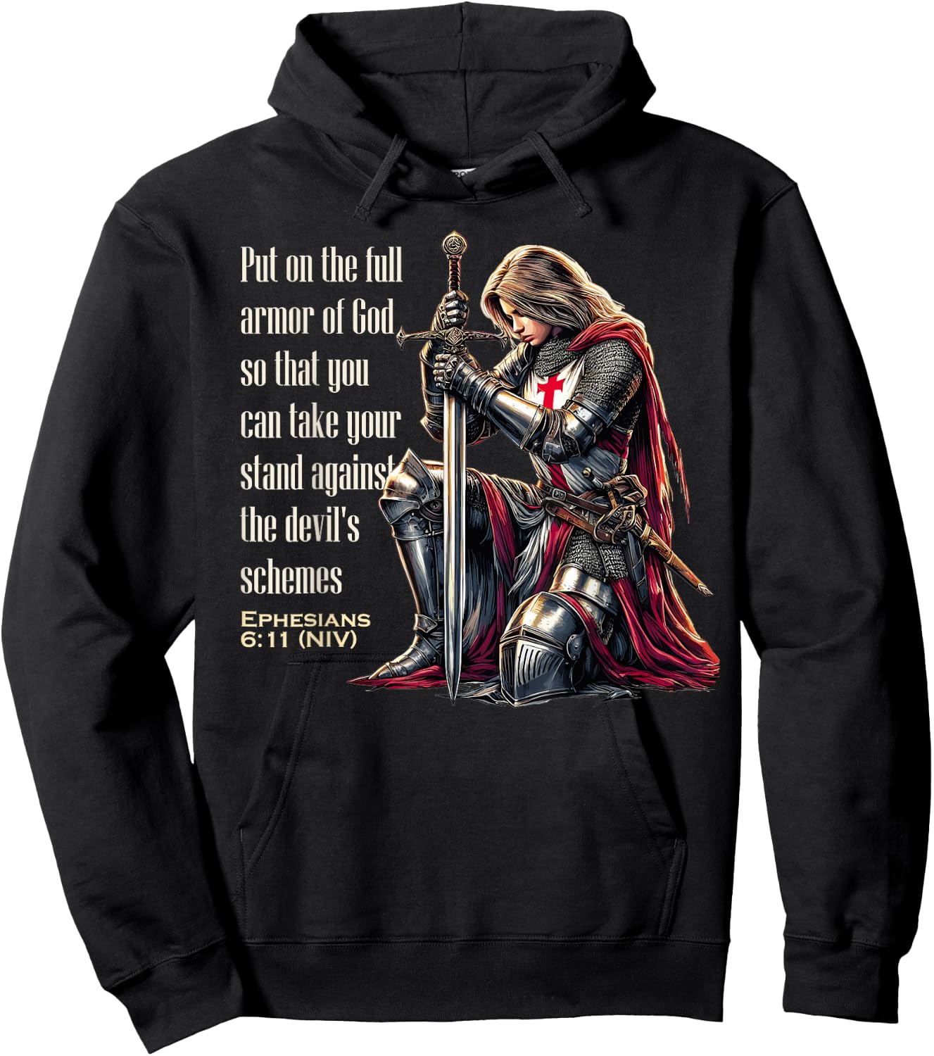 Templar Women Knight Christian Bible Verse Saying Lord Hoodie - Hoodie | Black