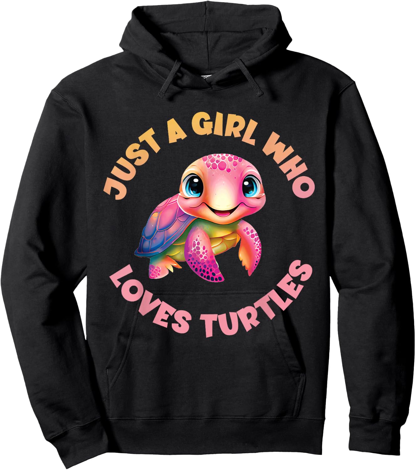 Girl's Cute Sea Turtle Kawaii Just A Girl Who Loves Turtles Hoodie - Hoodie | Black