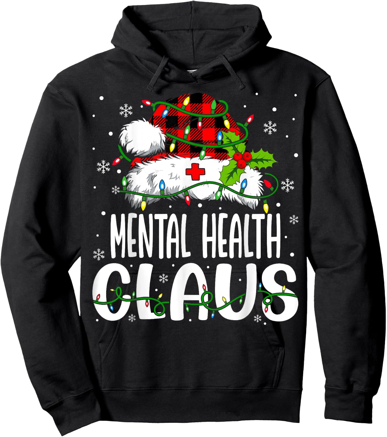 Mental Health Santa Claus Funny Christmas Nursing Hoodie - Hoodie | Black