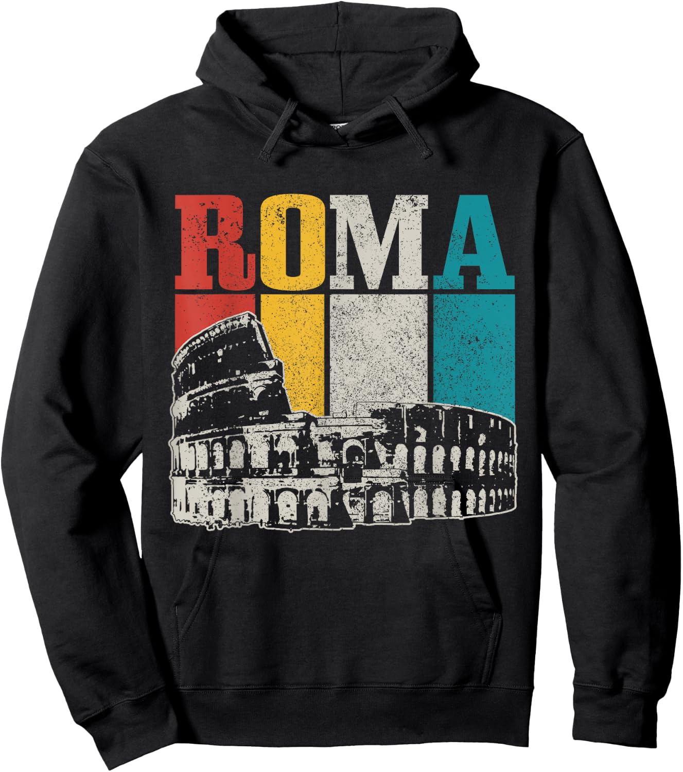 Rom Italy Roma Italia Colosseum Vintage Italian Hoodie - Hoodie | Black