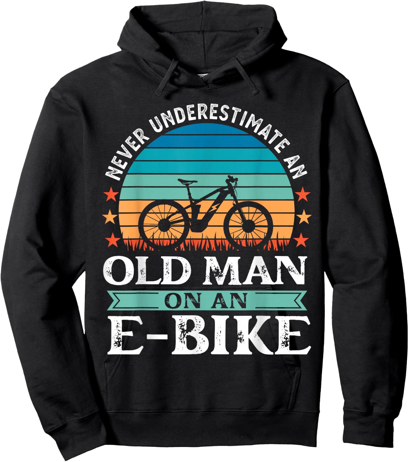 Old Man on an EBike Bicycle EMTB E-Bike Funny Retirement Hoodie - Hoodie | Black