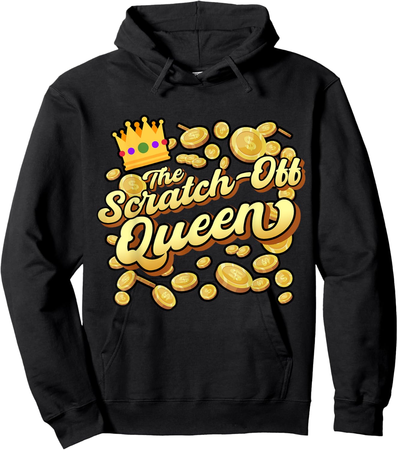 Scratcher Queen, Lucky Lottery Scratch-off Winner Hoodie - Hoodie | Black