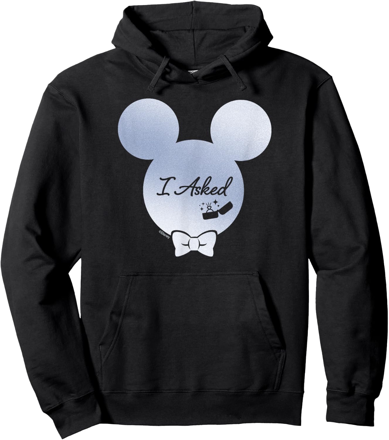 Disney I Asked Proposal Engagement Ring Bow Tie Mickey Hoodie - Hoodie | Black