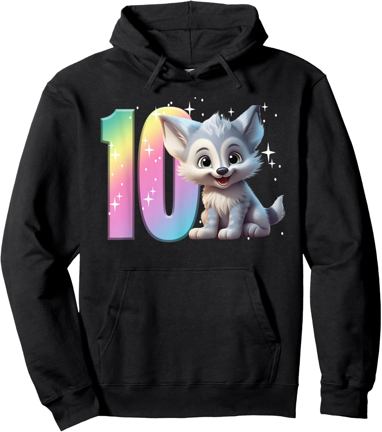 10th Birthday Wolf Shirt Birthday Girl Double Digits Wolves Hoodie - Hoodie | Black