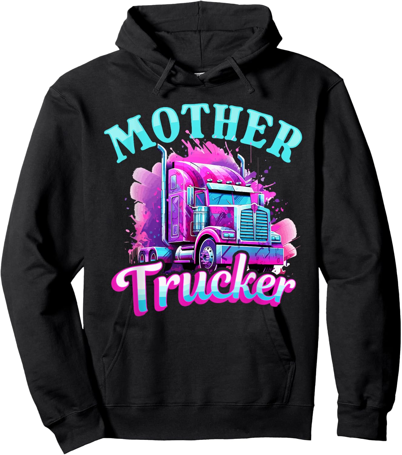 Trucker Truck Woman - Mother Trucker Hoodie - Hoodie | Black