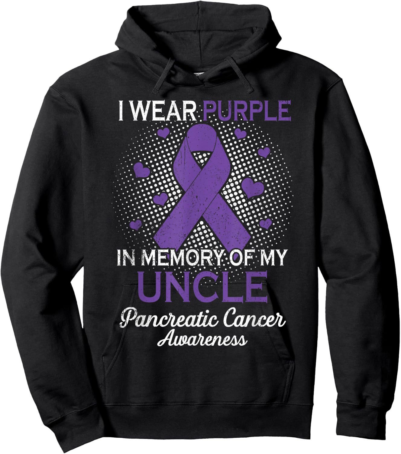 I Wear Purple Purple In Memory Of Uncle Pancreatic Cancer Hoodie - Hoodie | Black