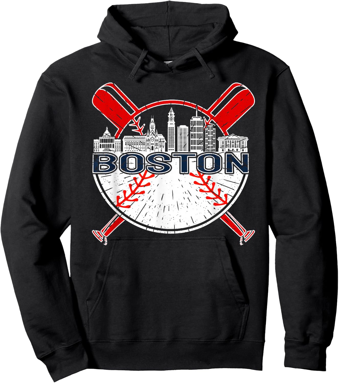 Softball Vintage Boston Baseball Hoodie - Hoodie | Black