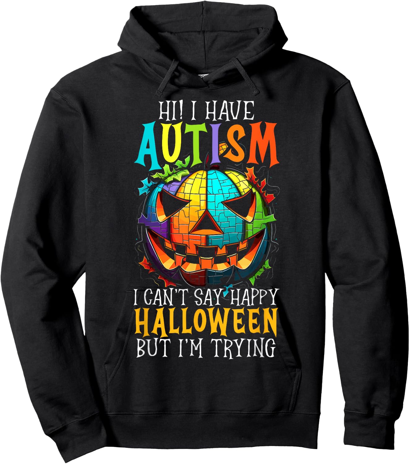Autism Halloween Puzzle Trick Or Treat Autism Awareness Hoodie - Hoodie | Black