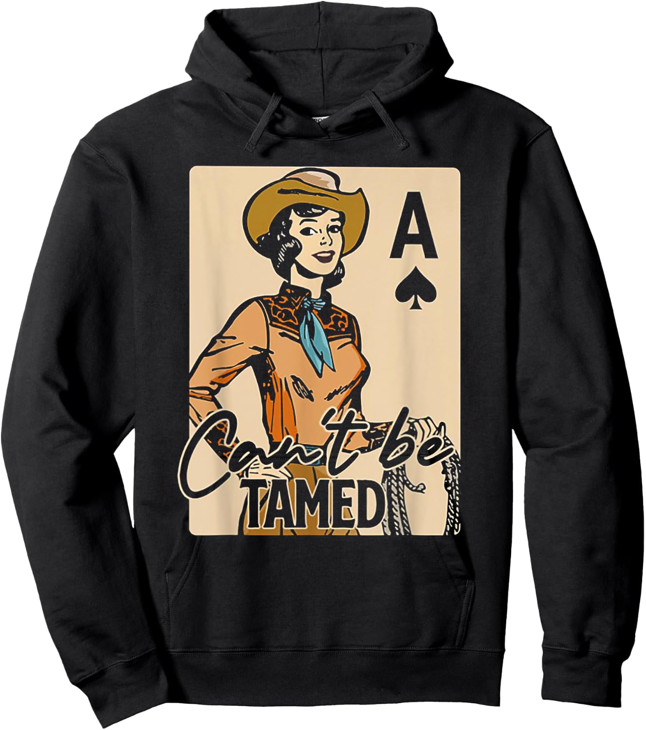 Retro Cowgirl Card Can't Be Tamed Western Country Midwest Hoodie - Hoodie | Black