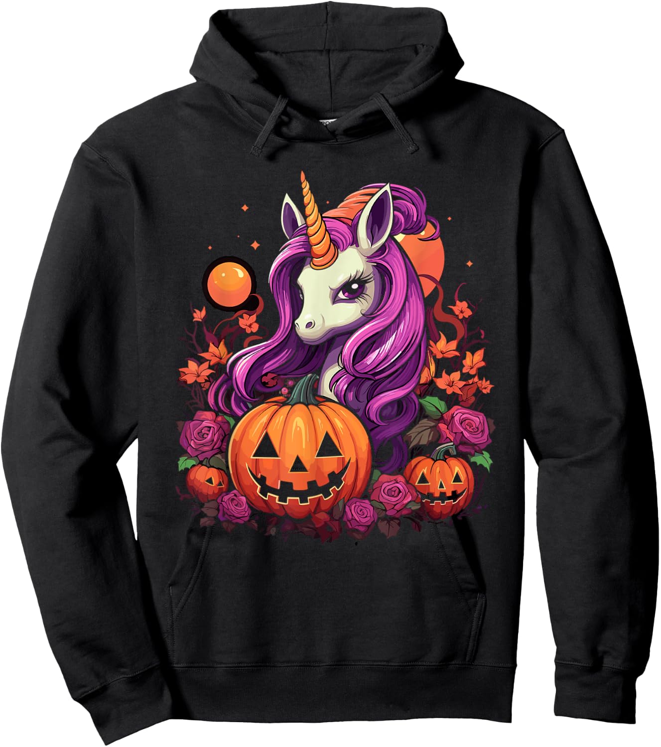 Cute Halloween Girly Halloween Unicorn Halloween Pumpkin Hoodie - Hoodie | Black