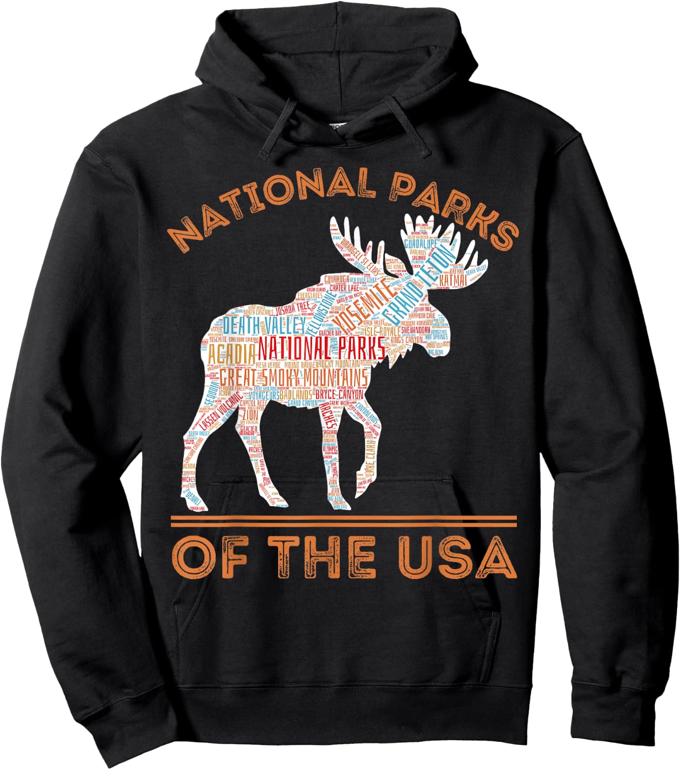National Parks Moose Hiking Travel Camping Outdoors USA Hoodie - Hoodie | Black