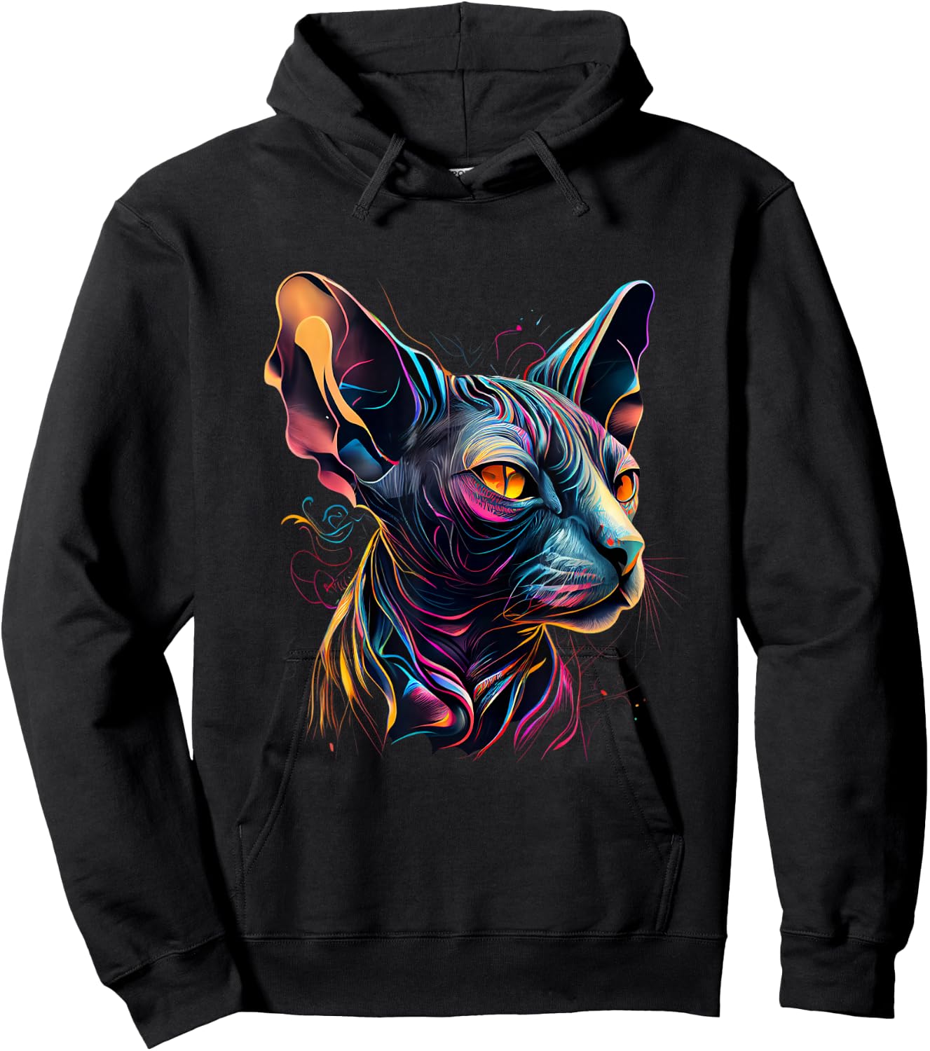 Sphynx Cat Lovers Colorful Pop Art Syphnx Cat Men Women Girls Kids Hoodie - Hoodie | Black