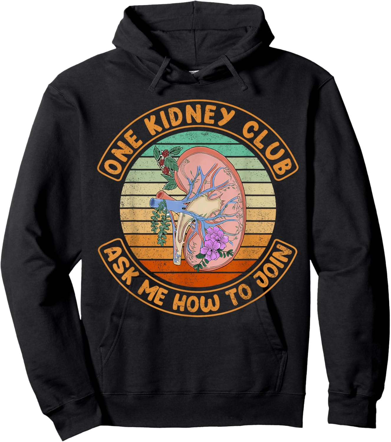 Vintage Funny Kidney Transplant One Kidney Club Hoodie - Hoodie | Black