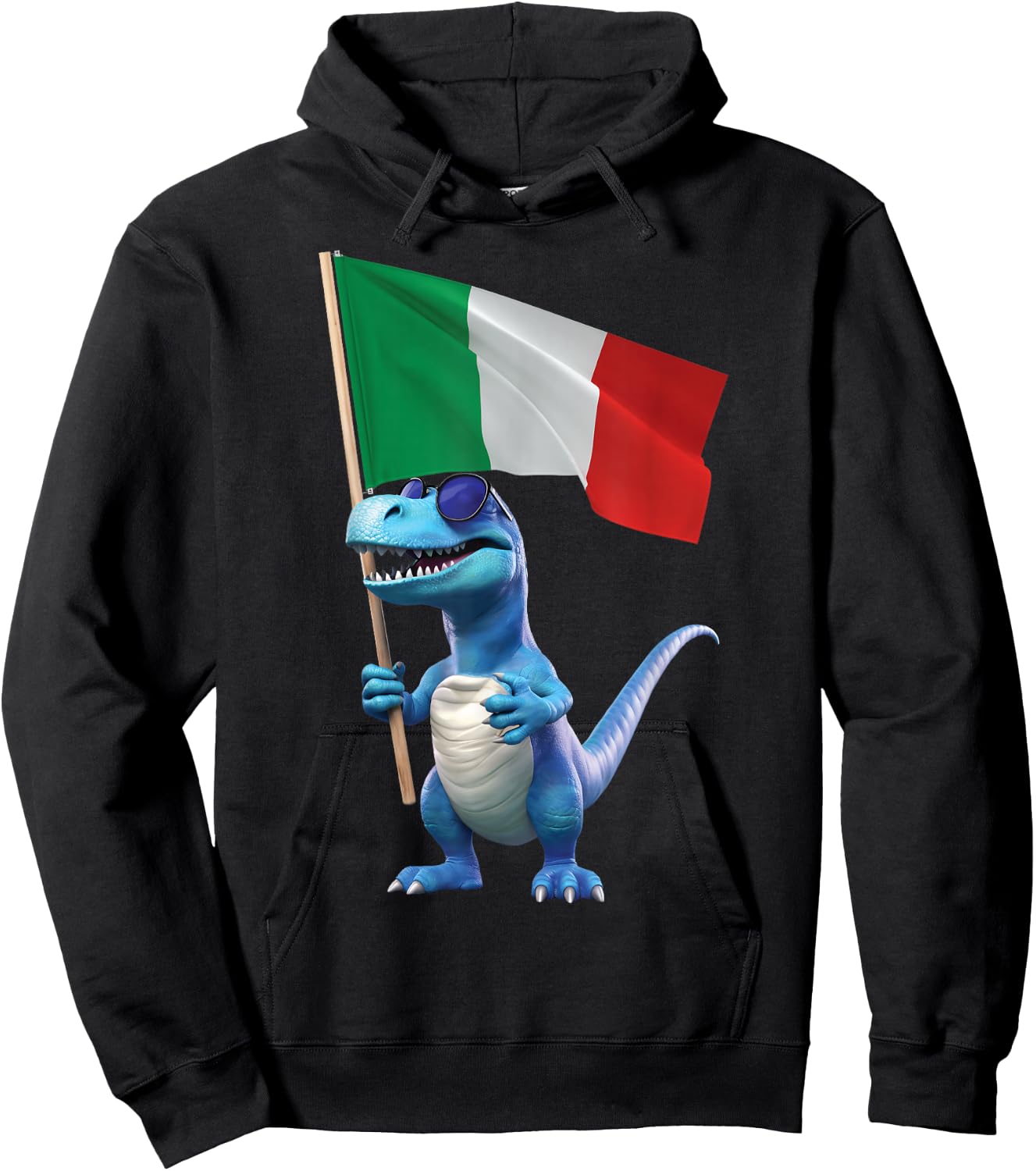 Italy Flag Dinosaur Italian Italia Rome Pizza Kids Trex Hoodie - Hoodie | Black