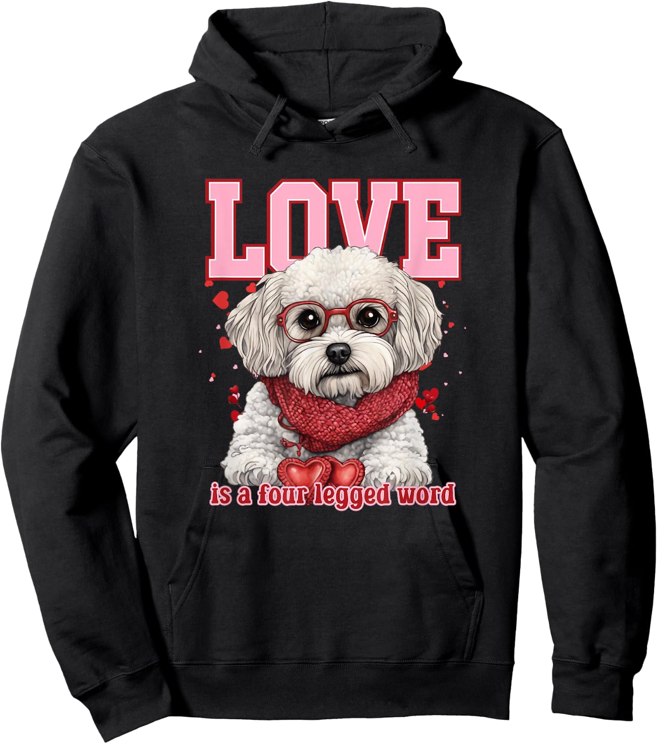 Cute Shichon ShihTzu Poodle Mix Fluffy Valentine Puppy Hoodie - Hoodie | Black