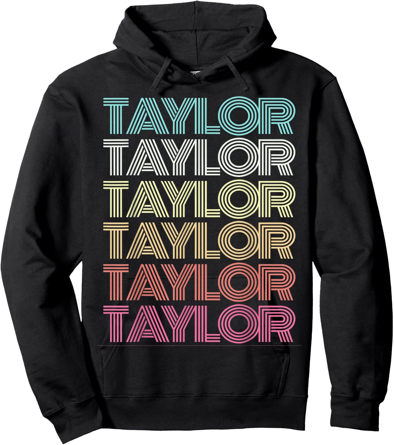 First Name Taylor Girl Boy Retro My Personalized Groovy 80's Hoodie - Hoodie | Black