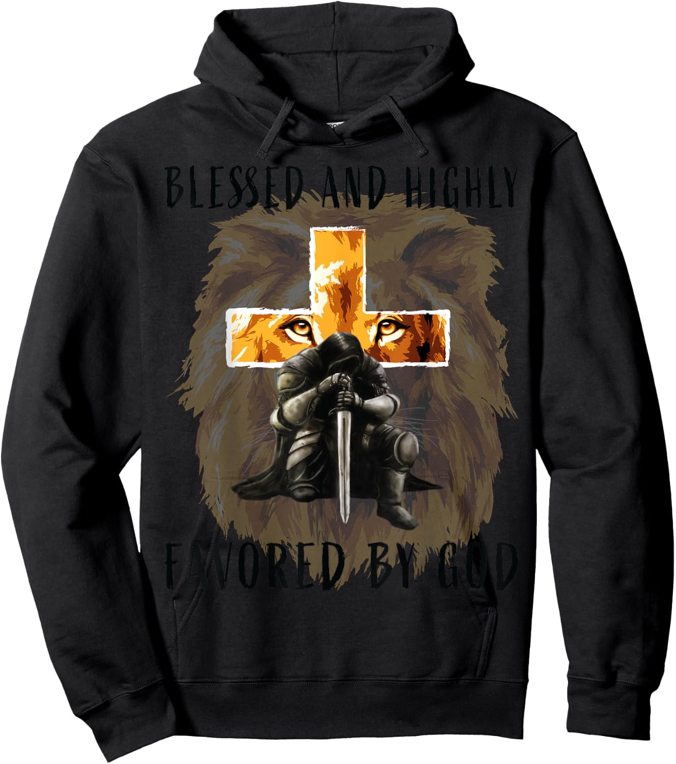 Blessed Favored Christian Religious Messages Lion Saying Men Hoodie - Hoodie | Black